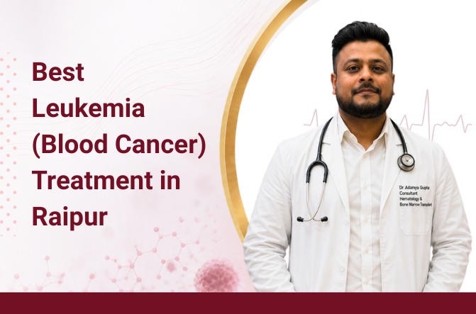 Illustration representing leukemia blood cancer treatment by Dr. Adamya Gupta, Best Hematologist and Hemato-Oncologist in Raipur.