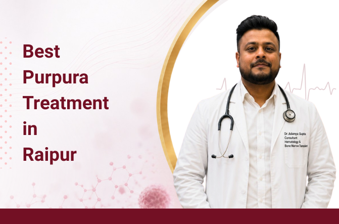 Purpura skin rash and platelet disorder awareness image by Dr. Adamya Gupta, Best Hematologist in Raipur.