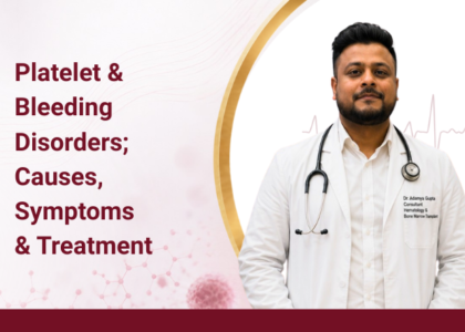 Platelet and bleeding disorder medical illustration by Dr. Adamya Gupta, Best Hematologist in Raipur.
