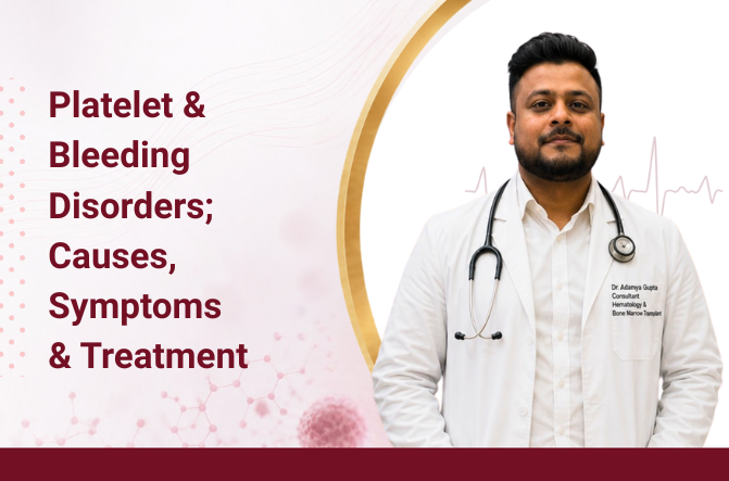 Platelet and bleeding disorder medical illustration by Dr. Adamya Gupta, Best Hematologist in Raipur.