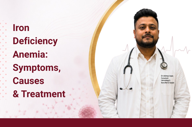 Iron deficiency anemia illustration showing red blood cells by Dr. Adamya Gupta, Hematologist in Raipur.