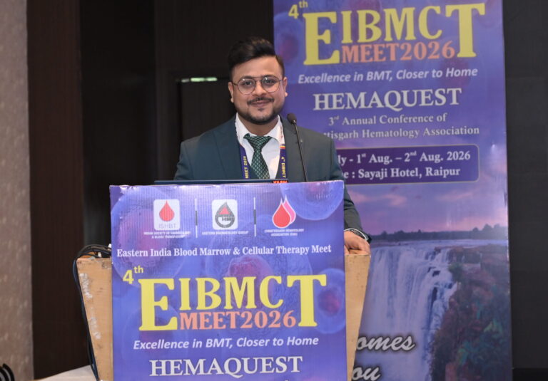 photo of dr adamya gupta at a hemetology conference award ceremony