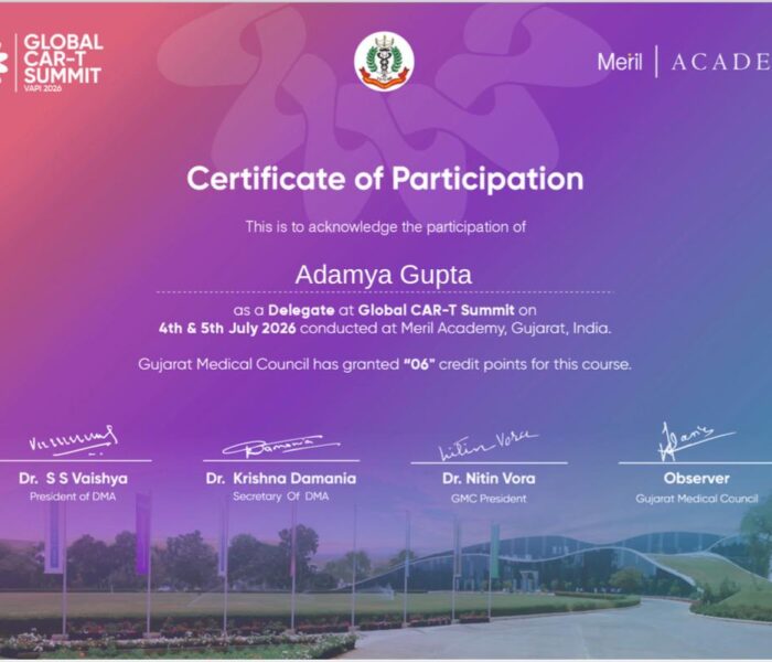 dr adamya gupta certification